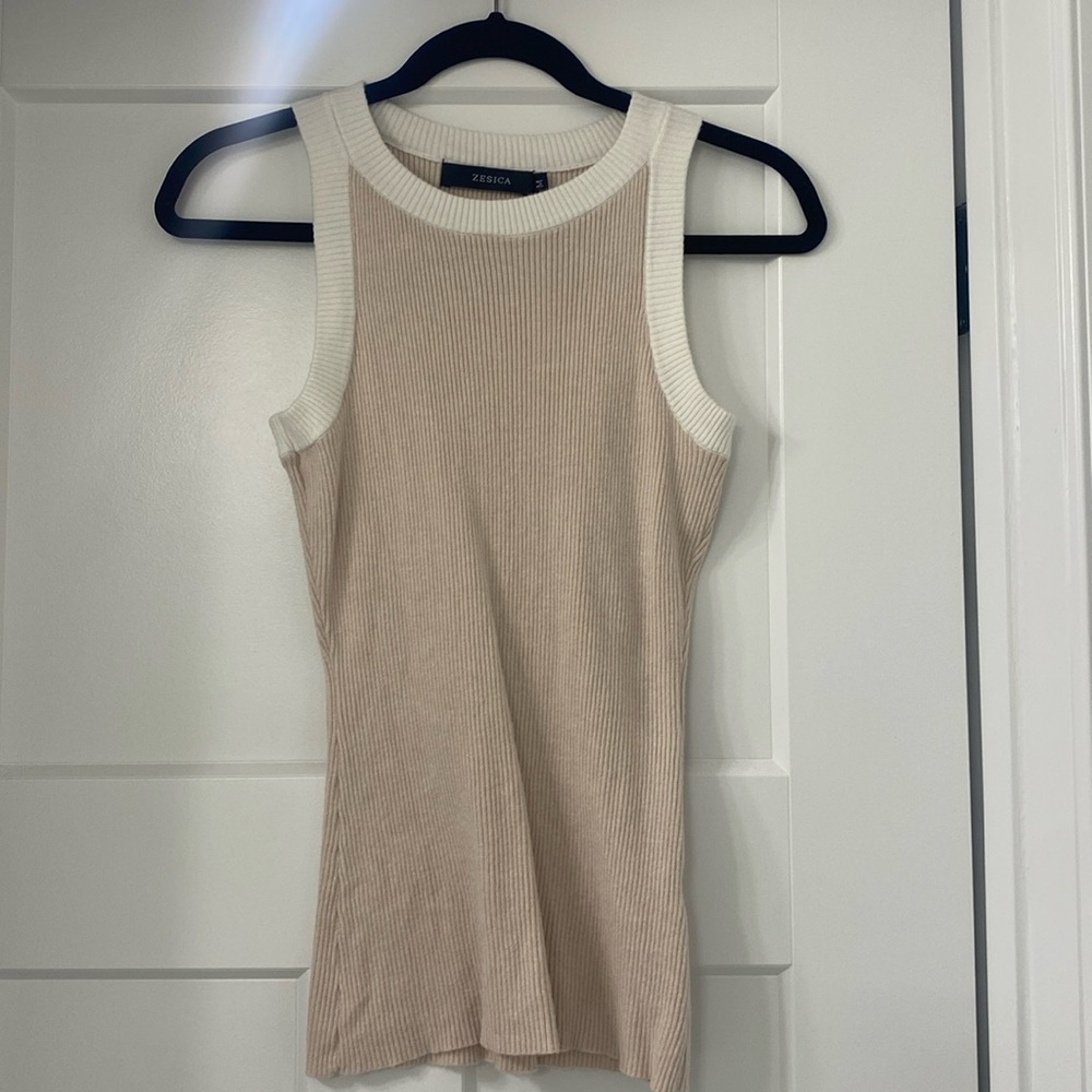 Ribbed blush/white tank